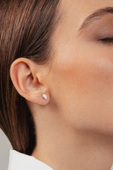 Solitaire Pear 18K White Gold Earrings w. Lab-Grown Diamonds
