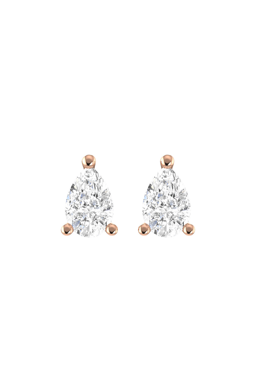 Solitaire Pear 18K Rose Gold Earrings w. Lab-Grown Diamonds