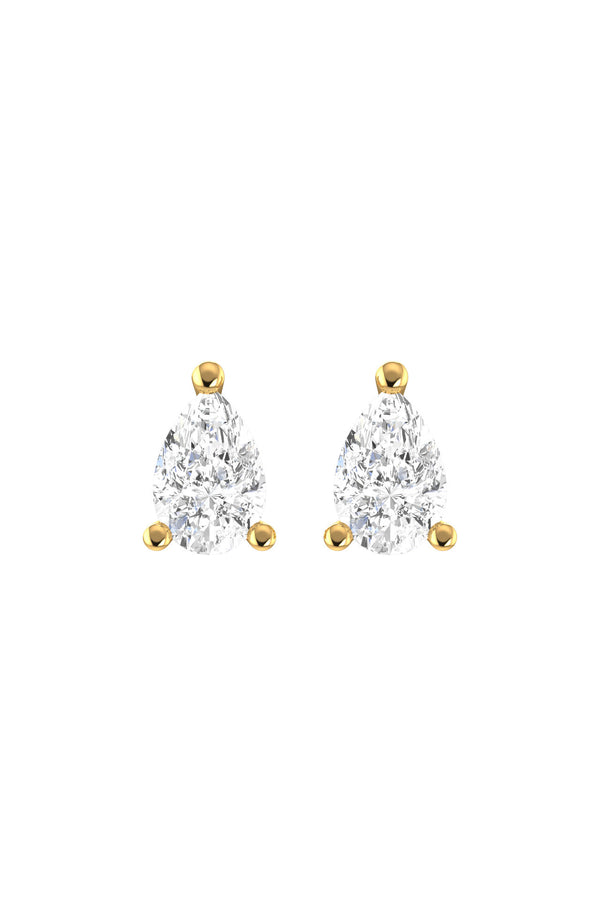 Solitaire Pear 18K Guld Øreringe m. Lab-Grown Diamanter