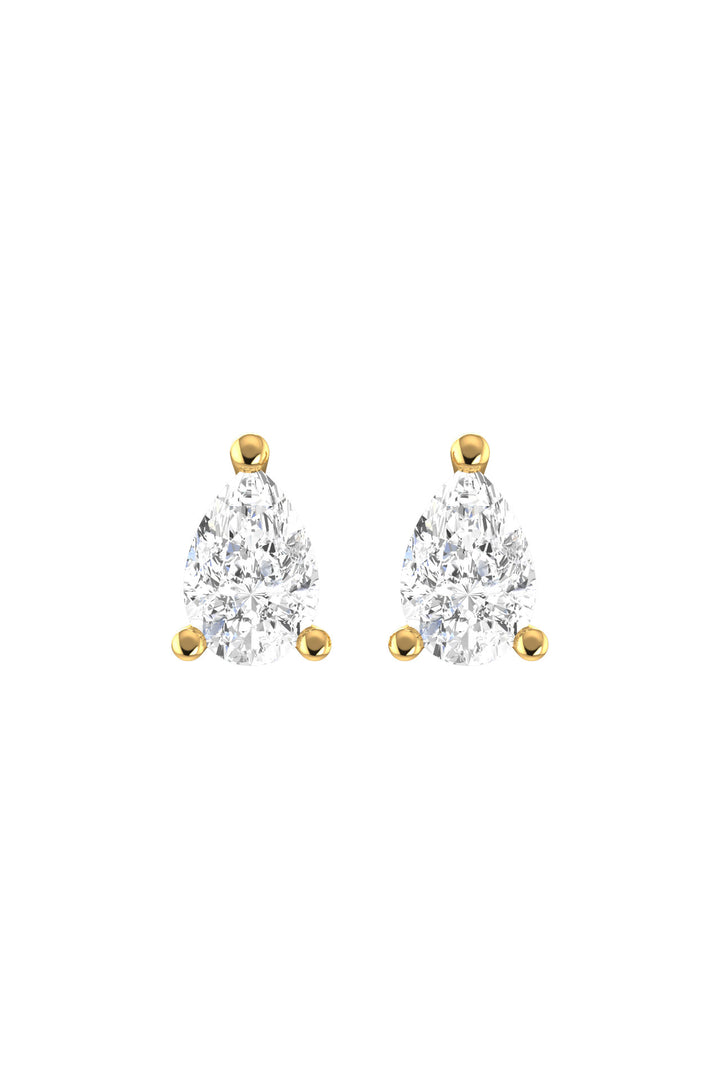 Solitaire Pear 18K Gold Earrings w. Lab-Grown Diamonds
