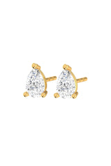 Solitaire Pear 18K Gold Earrings w. Lab-Grown Diamonds