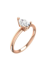Solitaire Pear 18K Rose Gold Ring w. Lab-Grown Diamond