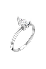 Solitaire Pear 18K Hvidguld Ring m. Lab-Grown Diamant