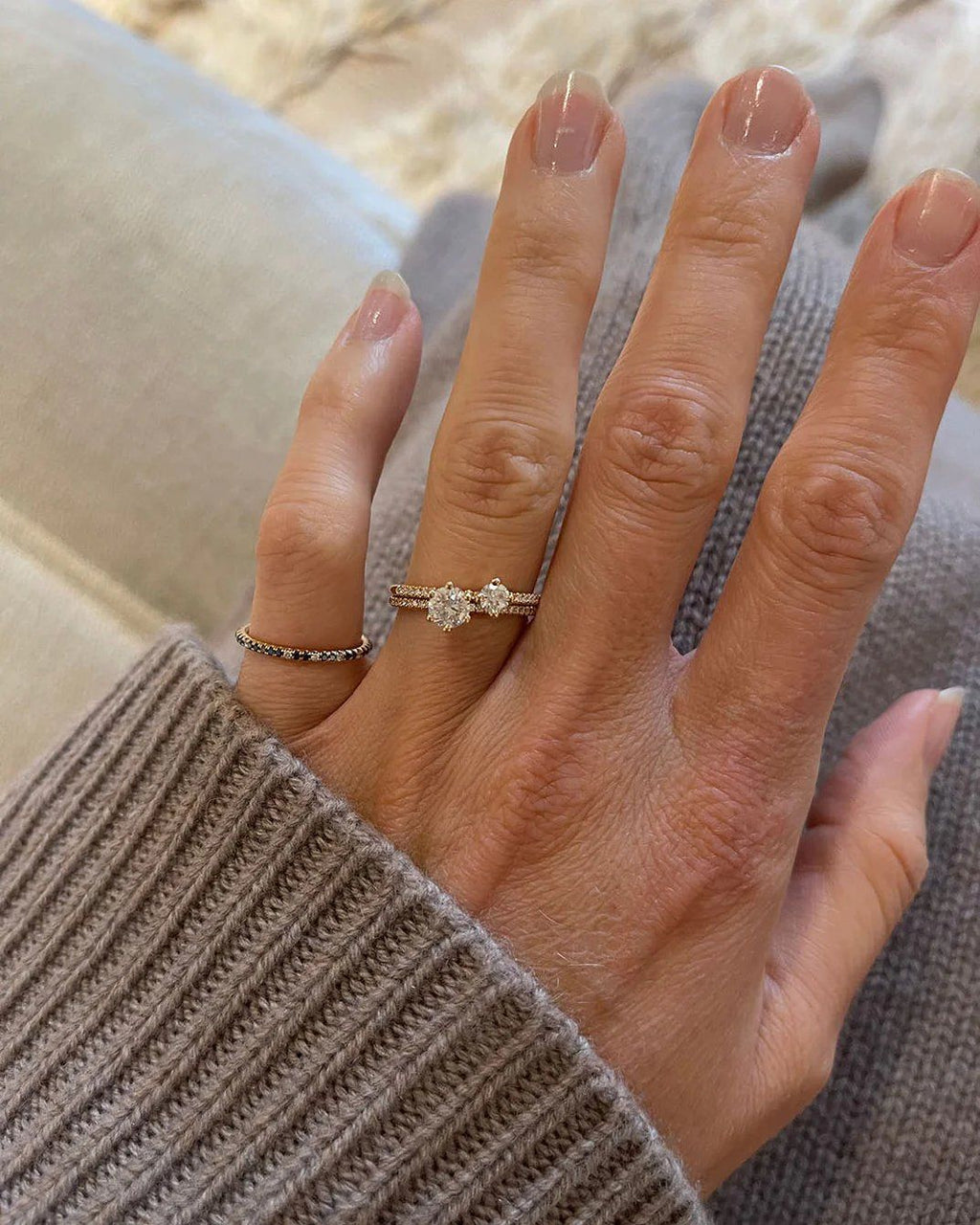 Solitaire Petite Sparkle 18K Gold, Whitegold or Rosegold Ring w. Diamonds