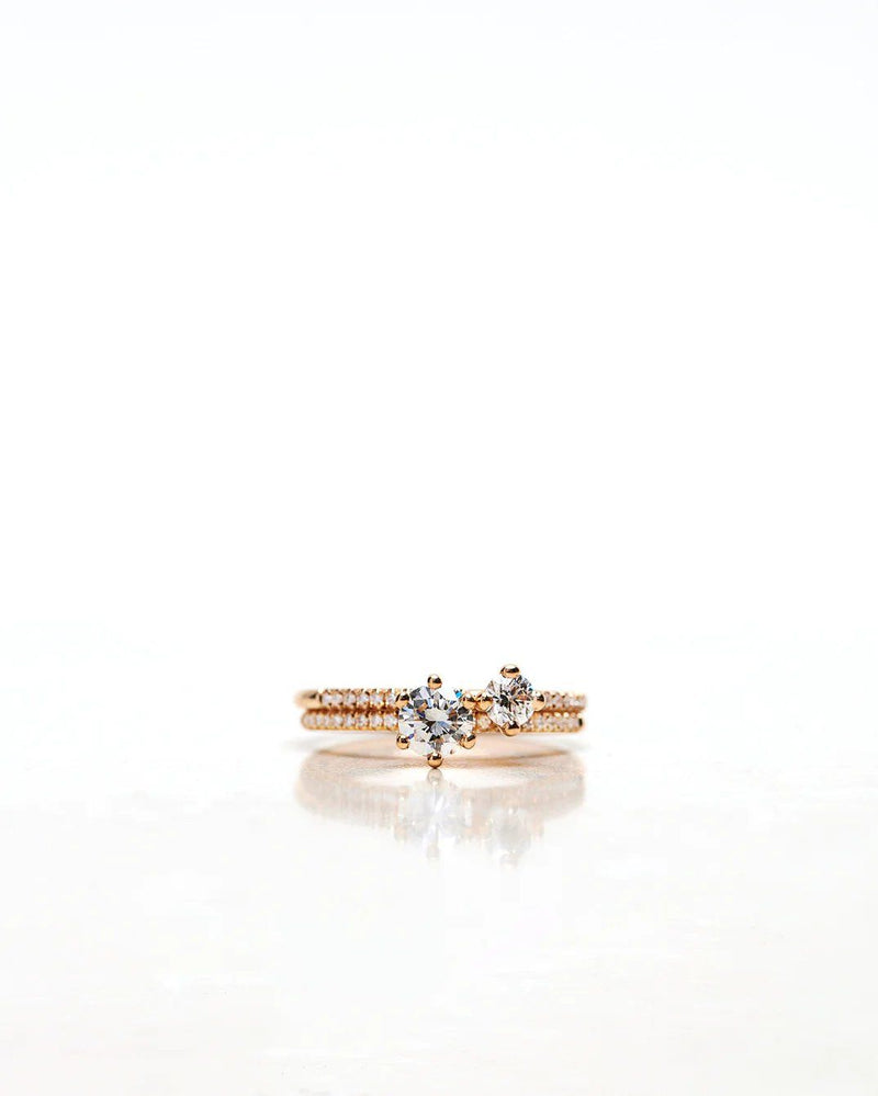 Solitaire Petite Sparkle 18K Gold, Whitegold or Rosegold Ring w. Diamonds