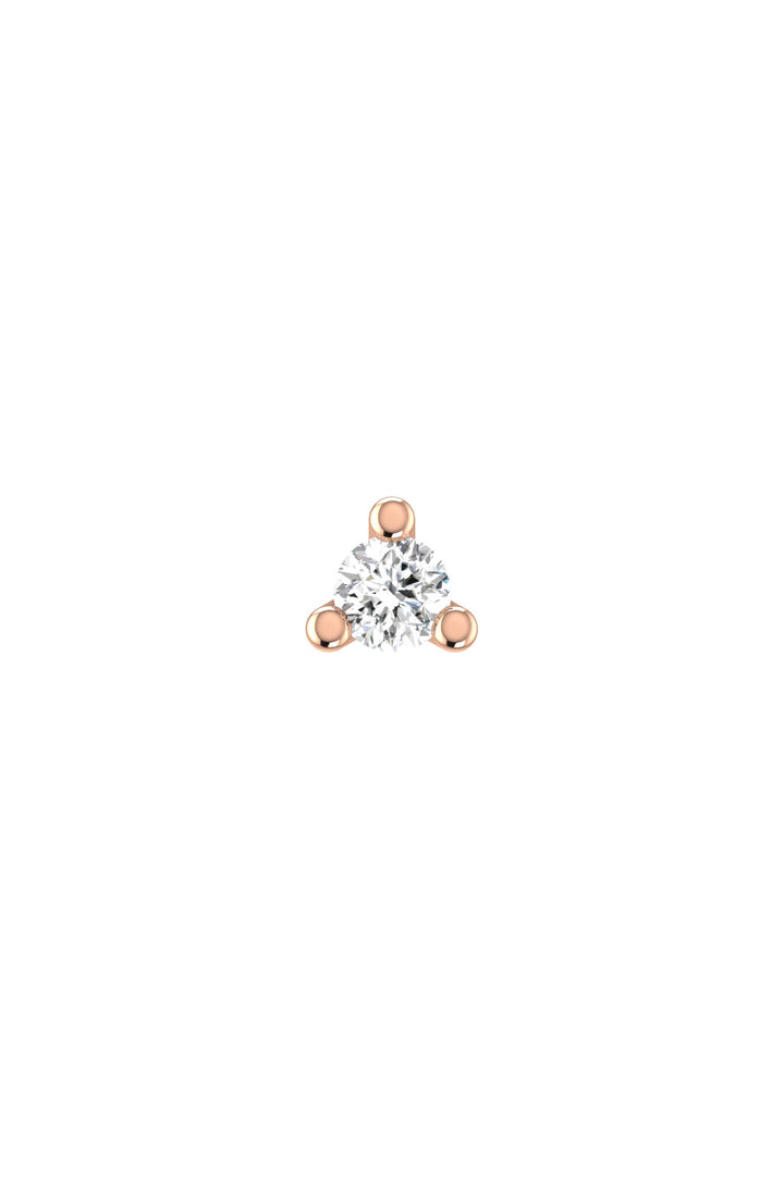 Solitaire Piercing 18K Rose Gold Earring w. Lab-Grown Diamonds