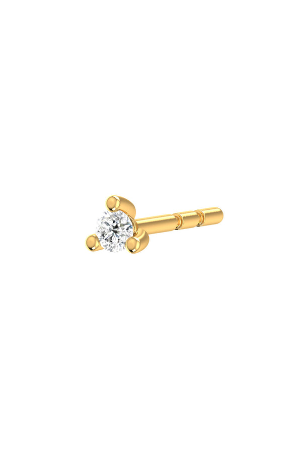 Solitaire Piercing 18K Gold Earring w. Lab-Grown Diamonds