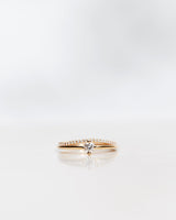 Jade Petite Wave Half 18K Gold, Whitegold or Rosegold Ring w. Diamonds