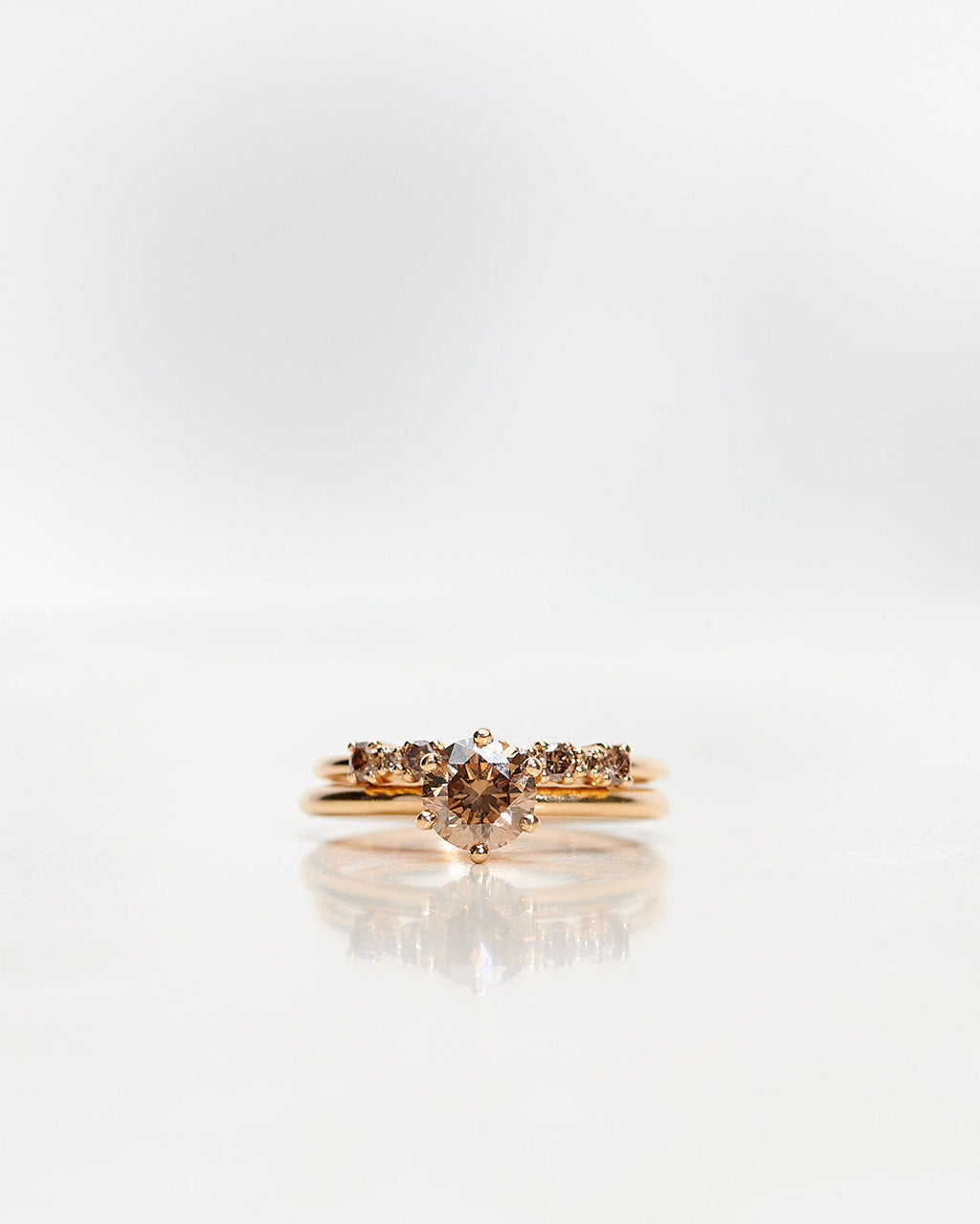 Mini Brigitte Chocolate 18K Gold, Whitegold or Rosegold Ring w. Diamonds