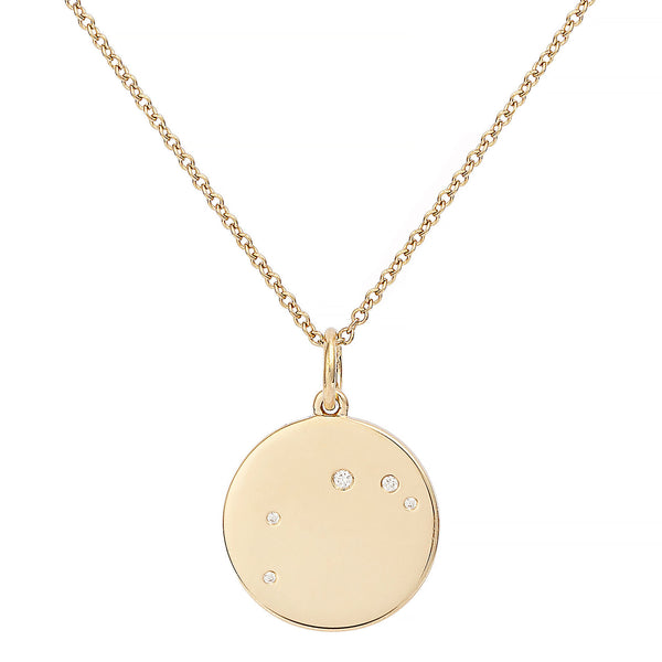 Star Badge Aries 18K Gold Necklace w. Diamonds