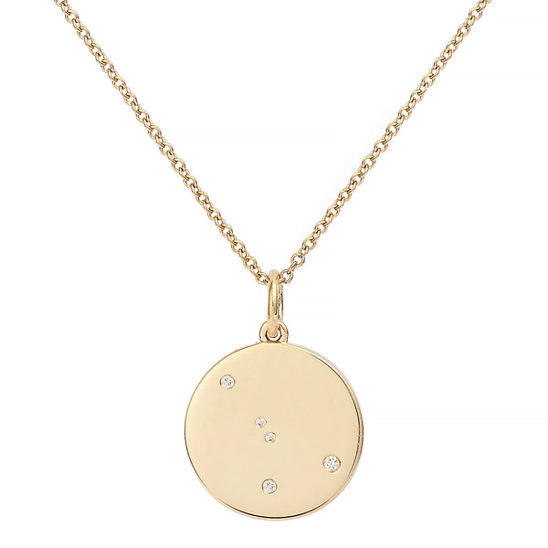 Star Badge Cancer 18K Gold Necklace w. Diamonds