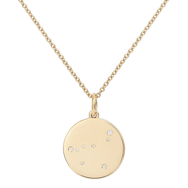 Star Badge Capricorn 18K Gold Necklace w. Diamonds