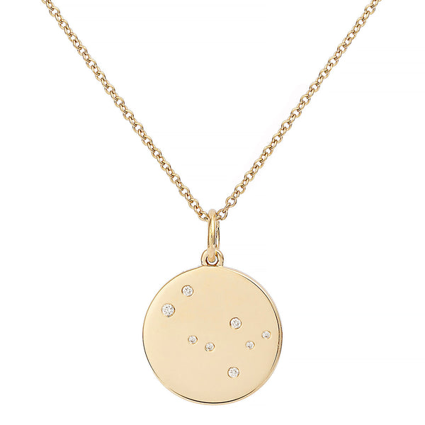 Star Badge Gemini 18K Gold Necklace w. Diamonds