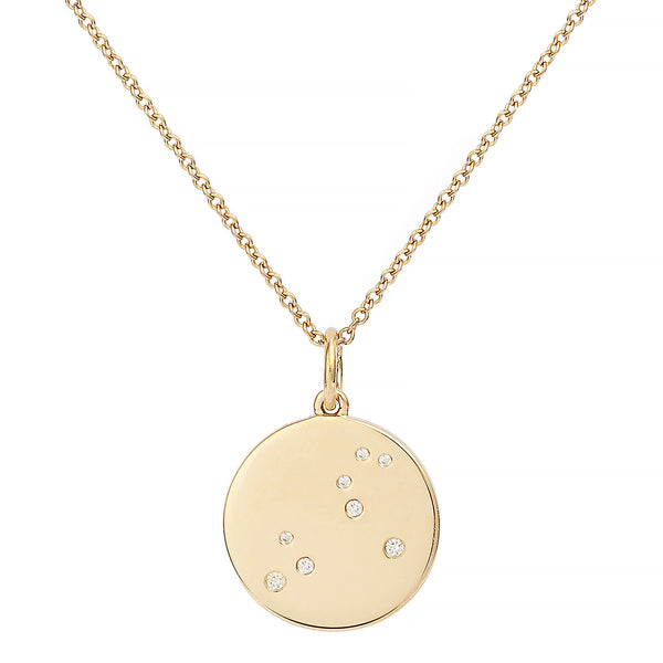 Star Badge Leo 18K Gold Necklace w. Diamonds