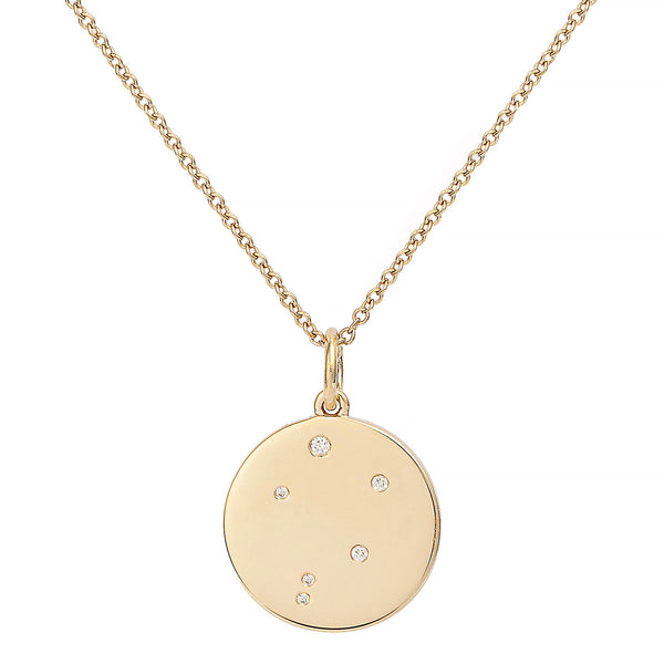 Star Badge Libra 18K Gold Necklace w. Diamonds