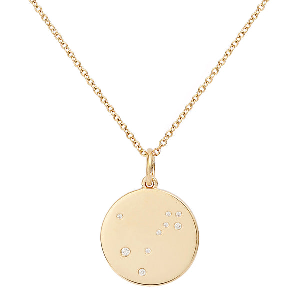 Star Badge Pisces 18K Gold Necklace w. Diamonds