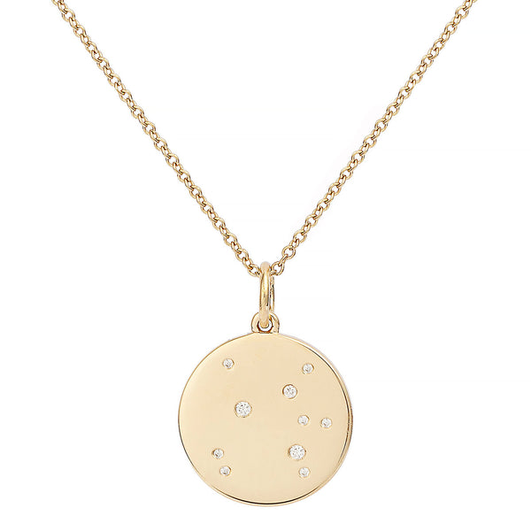 Star Badge Sagittarius 18K Gold Necklace w. Diamonds