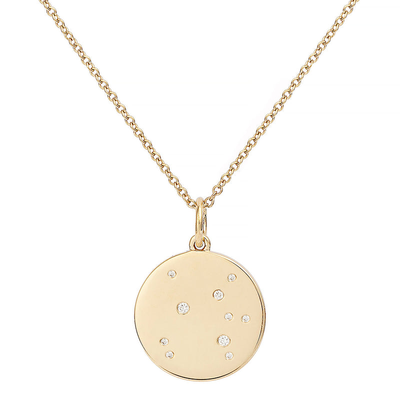 Star Badge Sagittarius 18K Gold Necklace w. Diamonds