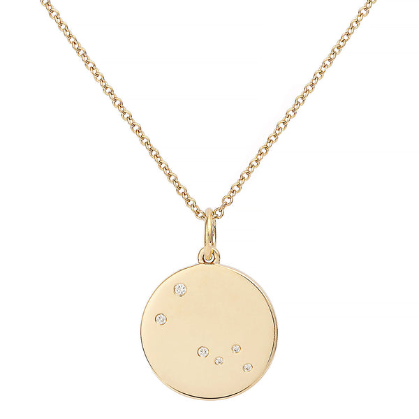 Star Badge Taurus 18K Gold Necklace w. Diamonds