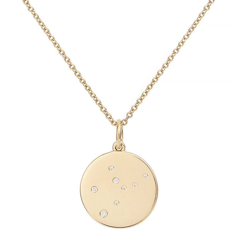 Star Badge Virgo 18K Gold Necklace w. Diamonds