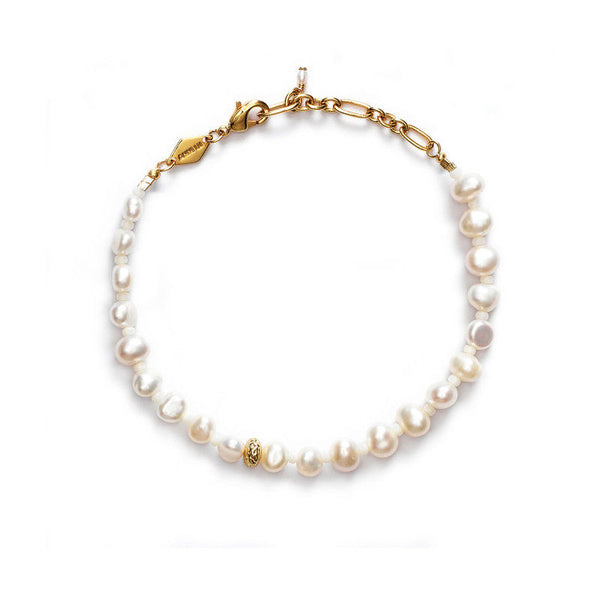 Stellar Pearly Gold Plated Bracelet w. Pearls