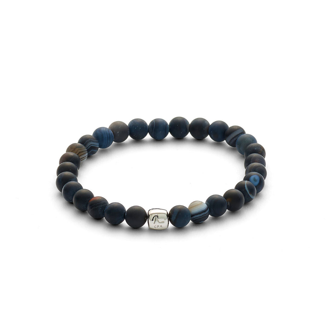 ColorUp Striped (6mm) Silver Bracelet w. Agate