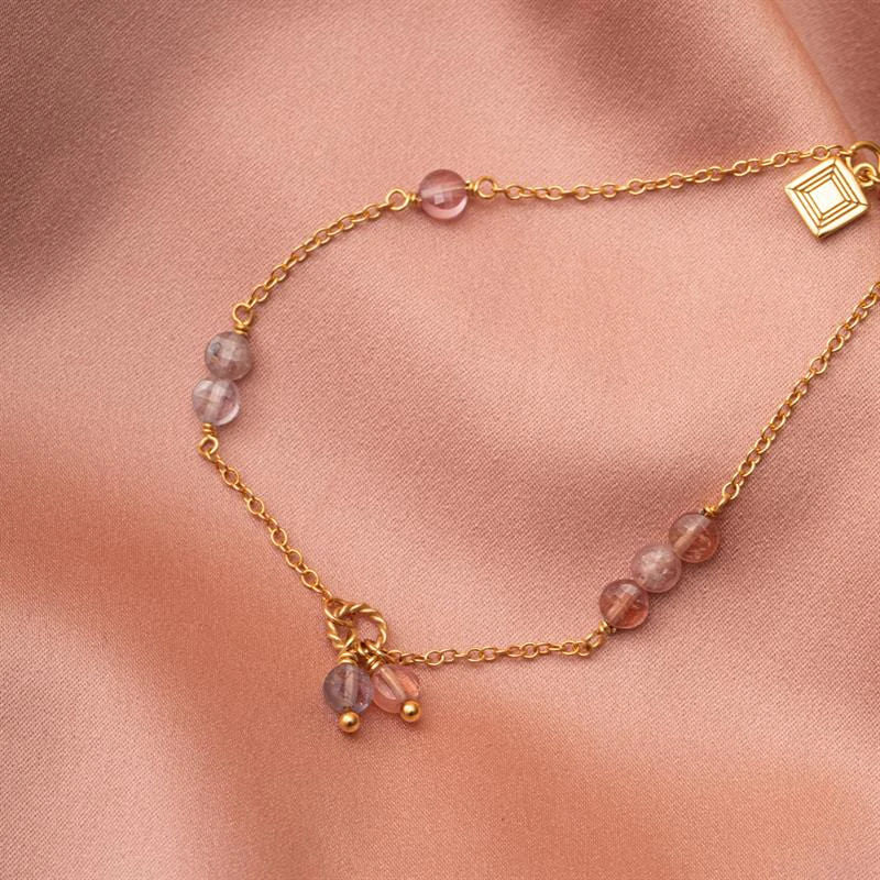 Pink 18K Gold Plated Bracelet w. Tourmaline