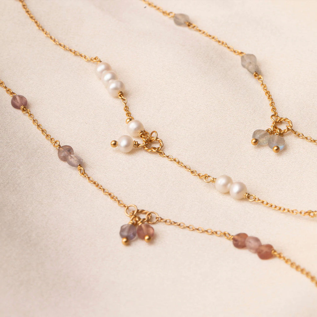 18K Gold Plated Bracelet w. Pink Spinel