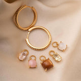 Charm Pink 18K Gold Plated Pendant w. Opal