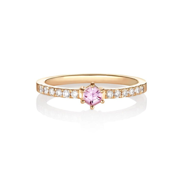 Sulu 18K Rosegold Ring w. Diamonds & Sapphire
