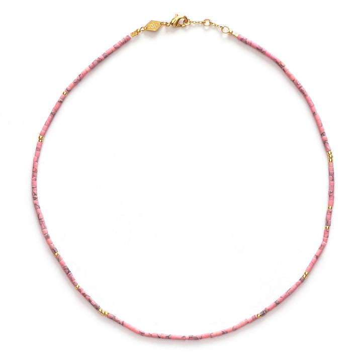 Sun Stalker Gold Plated Necklace w. Apricot Wash Beads