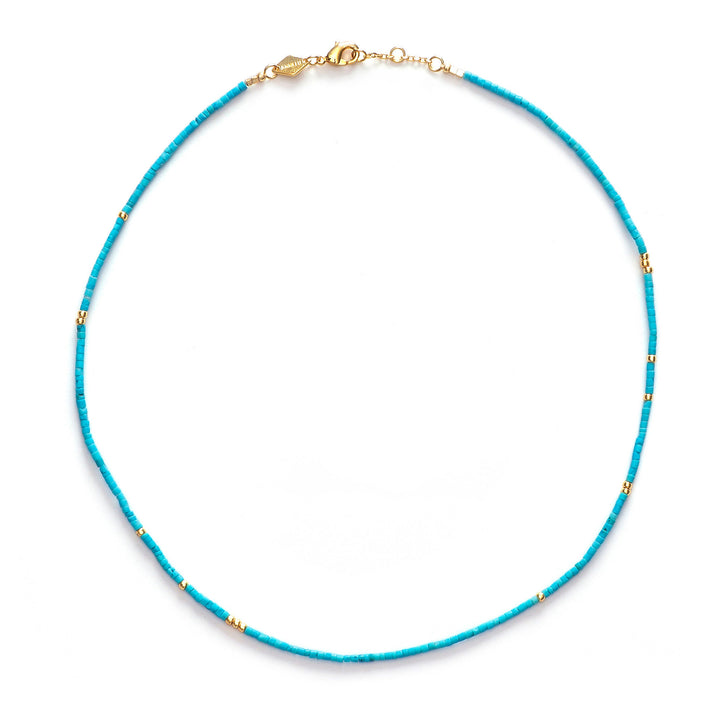 Sun Stalker Gold Plated Necklace w. Blue Lagoon Beads