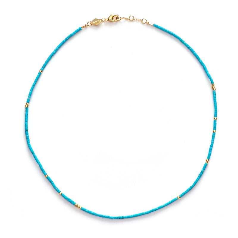 Sun Stalker Gold Plated Necklace w. Blue Lagoon Beads