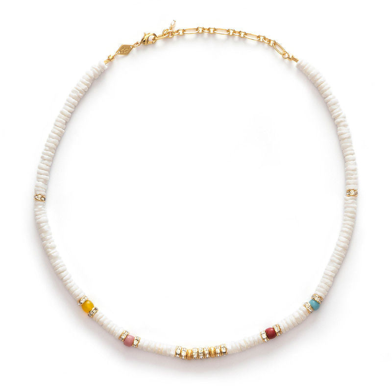 Sun Dance Halskette I Vergoldet I Weiße Schmuckperlen & Edelsteinen