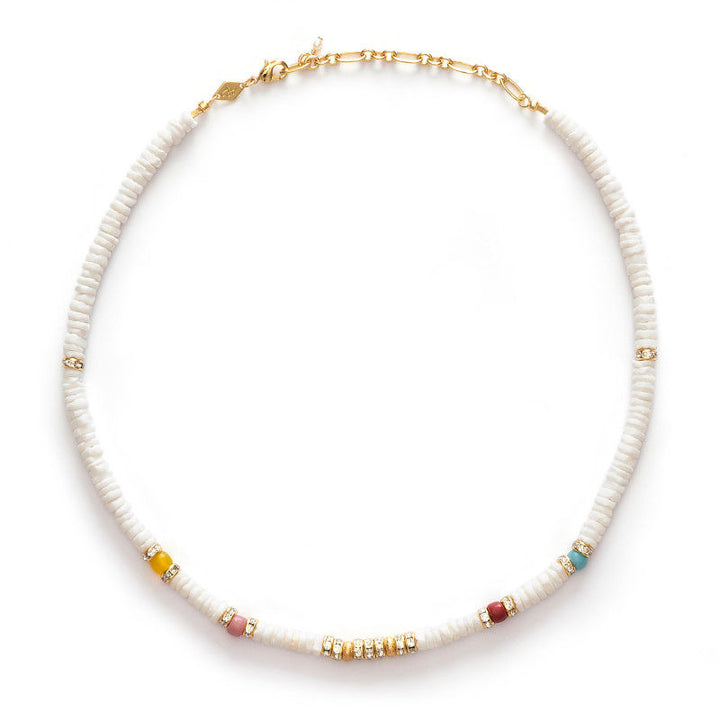 Sun Dance Halskette I Vergoldet I Weiße Schmuckperlen & Edelsteinen