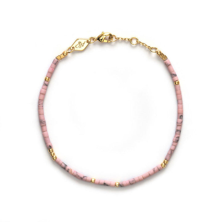 Sun Stalker Gold Plated Bracelet w. Rose Beads