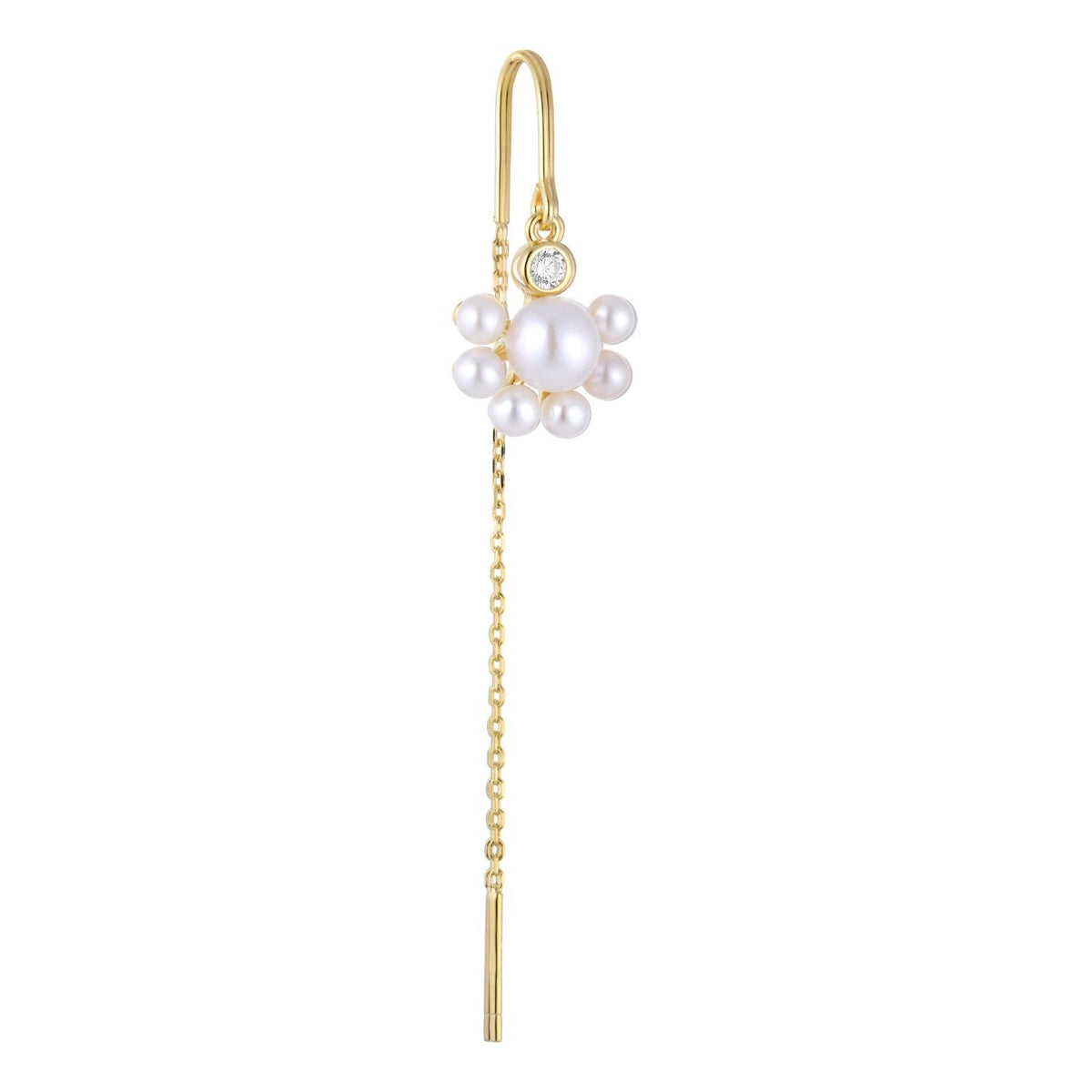 Sunrise 18K Gold Plated Earring w. Zirconia & Pearls