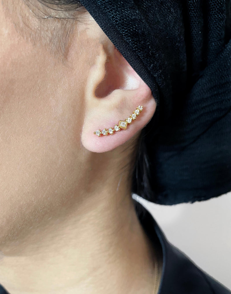 Super Nova Gold Plated Earring w. Zirconias