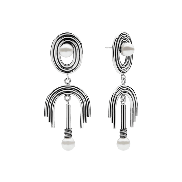 Supersonic Big Pearl Earrings Silver