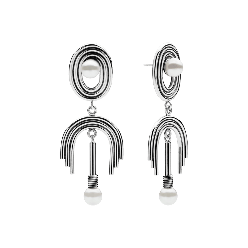 Supersonic Big Pearl Earrings Silver