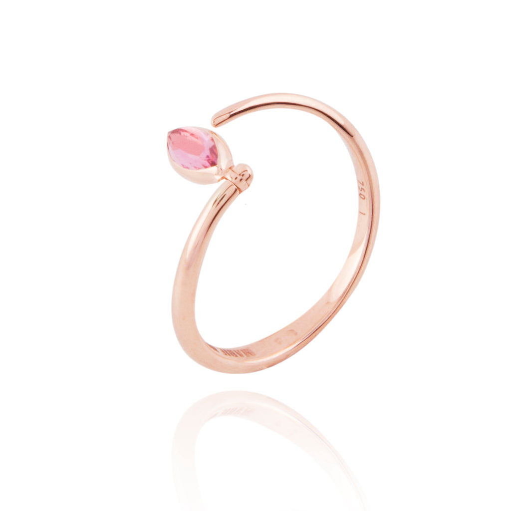 Swinging Diamant Spiral-Ring aus 18K Rosegold I Diamant & Turmalin