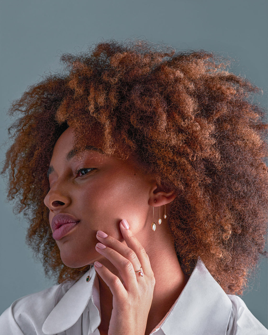 Swinging Spiral 18K Rosegold Ring w. Topaz & Amethyst