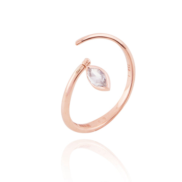 Swinging Diamant Spiral-Ring aus 18K Rosegold I Diamant & Turmalin