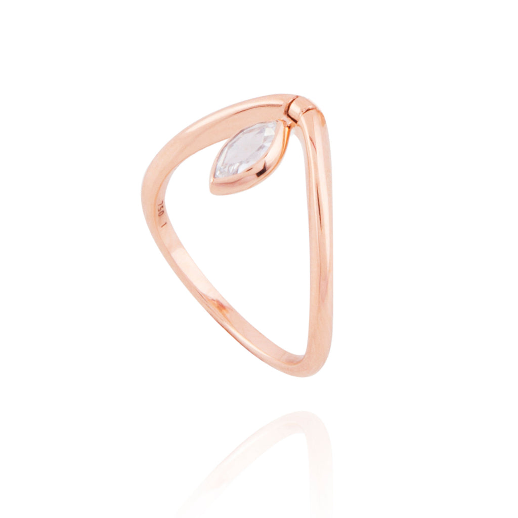Swinging Marquise V 18K Rosegold Ring w. Diamond & Tourmaline
