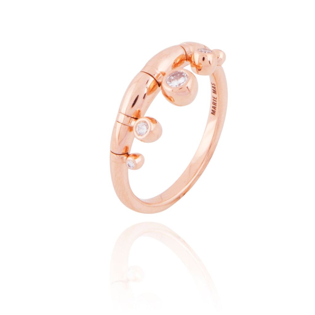 Swinging Pampille 18K Rosegold Ring w. Diamond & Tourmalines