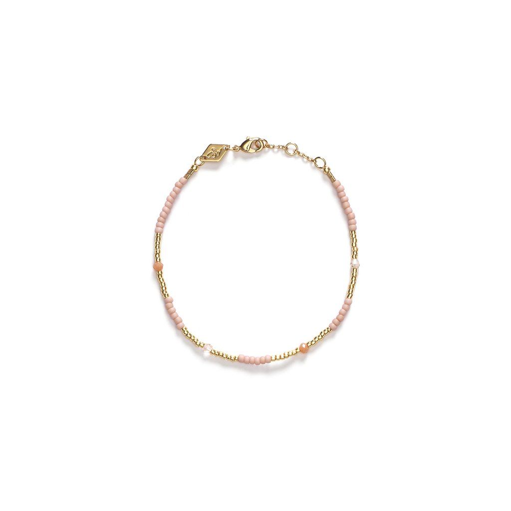 Clemence Gold Plated Bracelet w. Pink Sand Beads