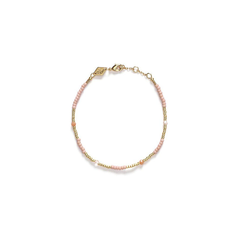 Clemence Gold Plated Bracelet w. Pink Sand Beads