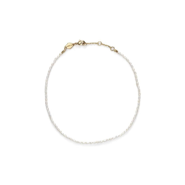 Wave Gold Plated Anklet w. White Smoke Beads
