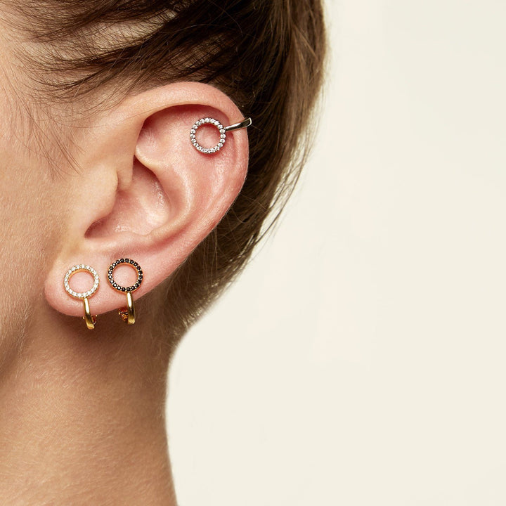 Single Silver Ear Cuff w. Crystal