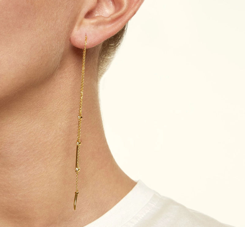 Capsule Pair Gold Plated Earrings w. Crystal
